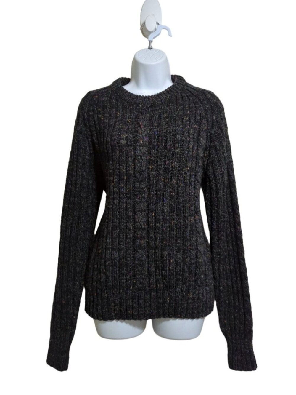 Pebble Beach Sportswear Women's Dk.Gray Crew Neck Cable Knit Sweater size L